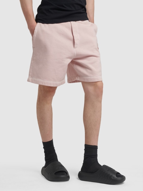 Dsquared2: Relaxed cotton sweat shorts - Baby Pink - men_1 | Luisa Via Roma