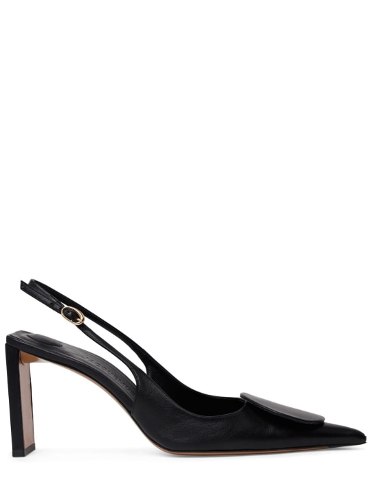 Jacquemus: 80mm Duelo Haut leather slingback heels - Black - women_0 | Luisa Via Roma