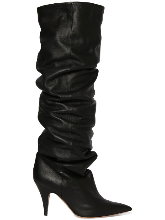Khaite: 90mm kniehohe Stiefel aus Leder „River“ - Schwarz - women_0 | Luisa Via Roma