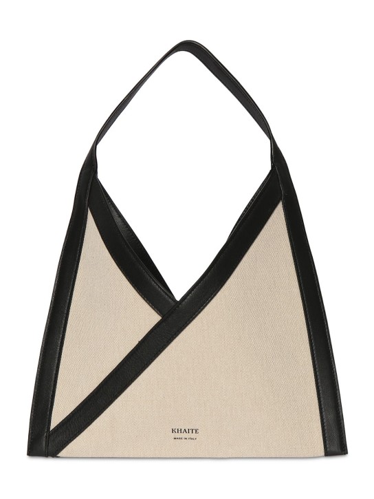 Khaite: Small Sara canvas & leather tote bag - Black - women_0 | Luisa Via Roma