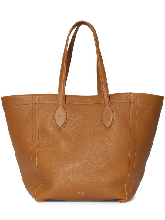 Khaite: Medium Frazen leather tote bag - Nougat - women_0 | Luisa Via Roma