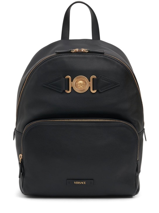 Versace: Medusa leather backpack - Black - men_0 | Luisa Via Roma