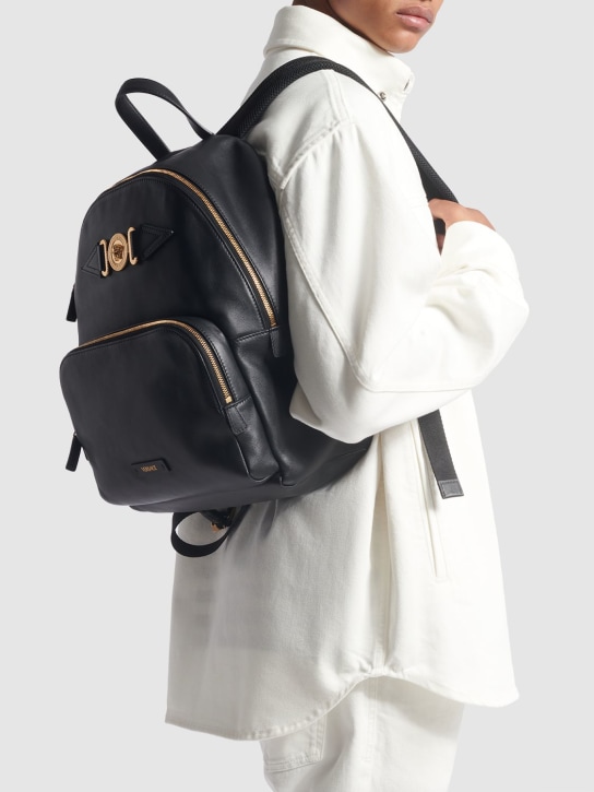 Versace: Medusa leather backpack - Black - men_1 | Luisa Via Roma