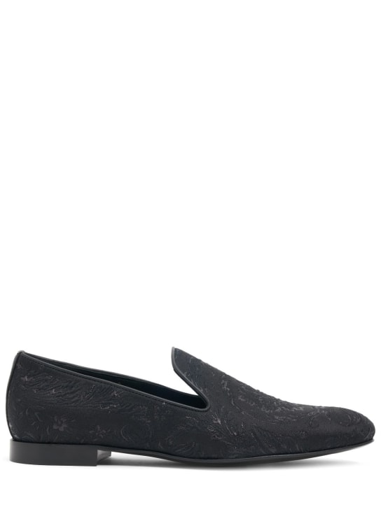 Versace: Jacquard loafers - Black - men_0 | Luisa Via Roma