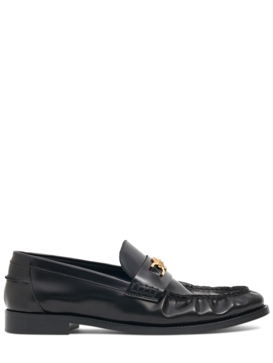 Versace: Medusa leather loafers - Black - men_0 | Luisa Via Roma