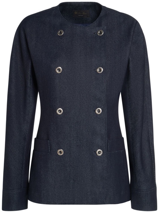 Loro Piana: Catelyn cotton blend denim jacket - Blue - women_0 | Luisa Via Roma