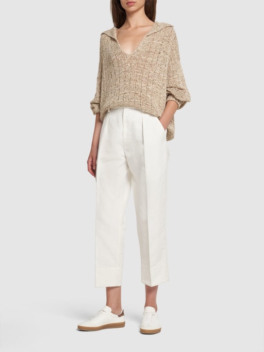 Loro Piana: Reinga linen blend cropped pants - women_1 | Luisa Via Roma