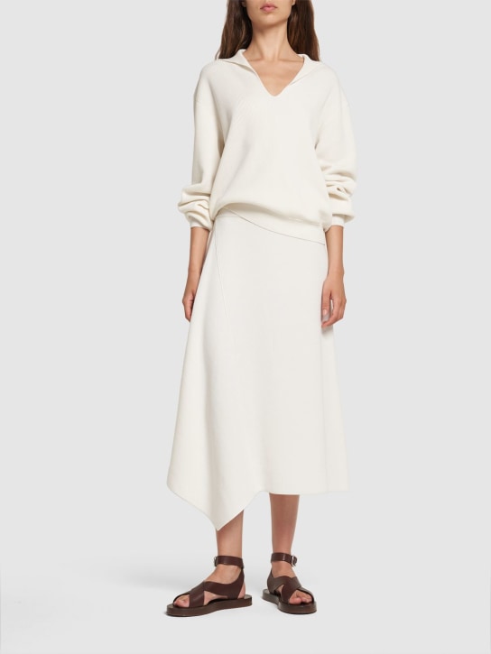 Loro Piana: Tazawa long sleeve cotton knit polo - White - women_1 | Luisa Via Roma
