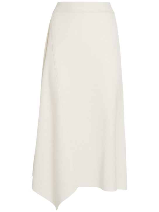 Loro Piana: Tazawa cotton knit flared midi skirt - White - women_0 | Luisa Via Roma