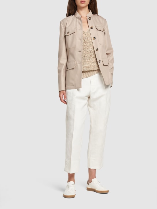 Loro Piana: Ashley cotton blend gabardine jacket - Beige - women_1 | Luisa Via Roma