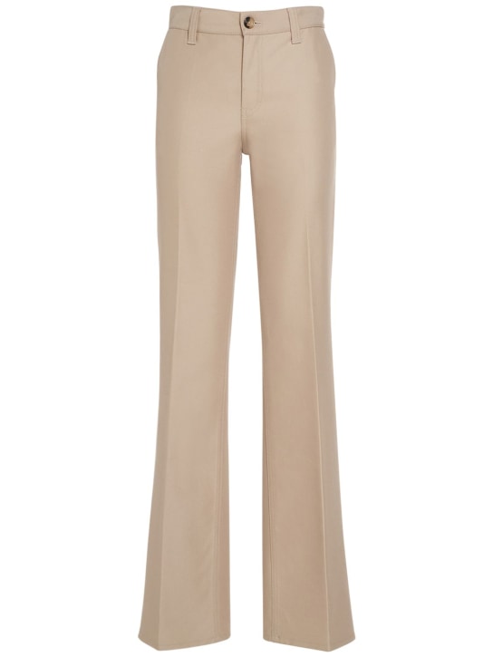 Loro Piana: Thayer cotton & silk straight pants - Beige - women_0 | Luisa Via Roma