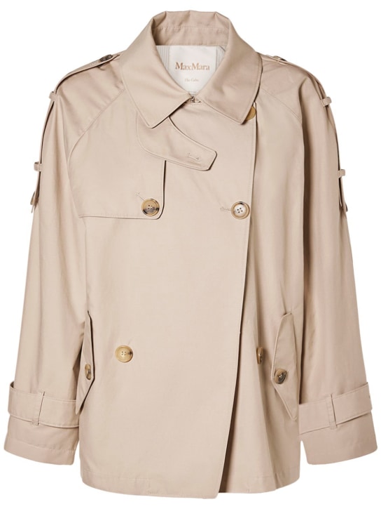 Max Mara: Dtrench cotton twill short jacket - Beige - women_0 | Luisa Via Roma