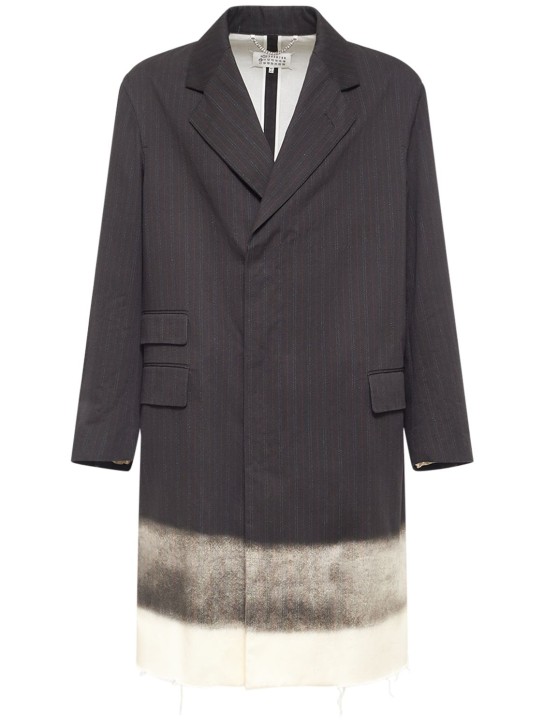Maison Margiela: Heritage pinstriped cotton coat - Dark Grey - men_0 | Luisa Via Roma