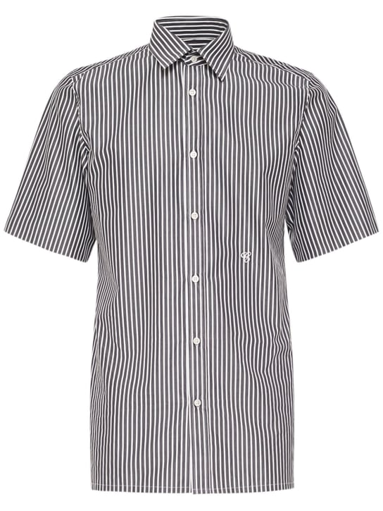 Maison Margiela: Striped cotton short sleeved shirt - Black/White - men_0 | Luisa Via Roma