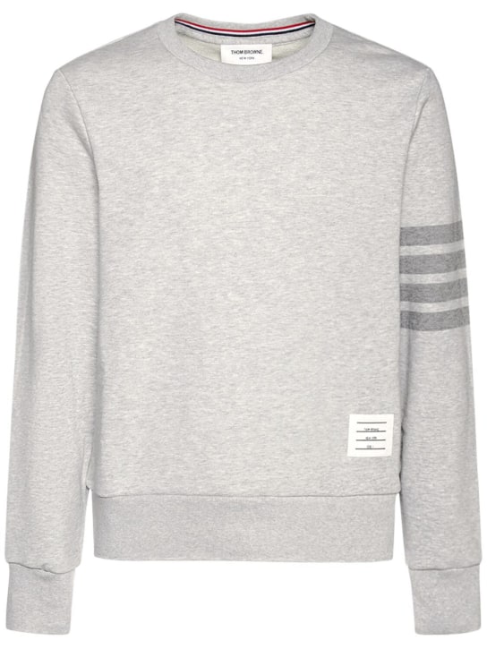 Thom Browne: Classic loopback crewneck sweatshirt - Lt Grey - men_0 | Luisa Via Roma