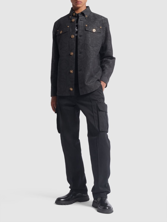 Versace: Cotton drill cargo pants - Black - men_1 | Luisa Via Roma