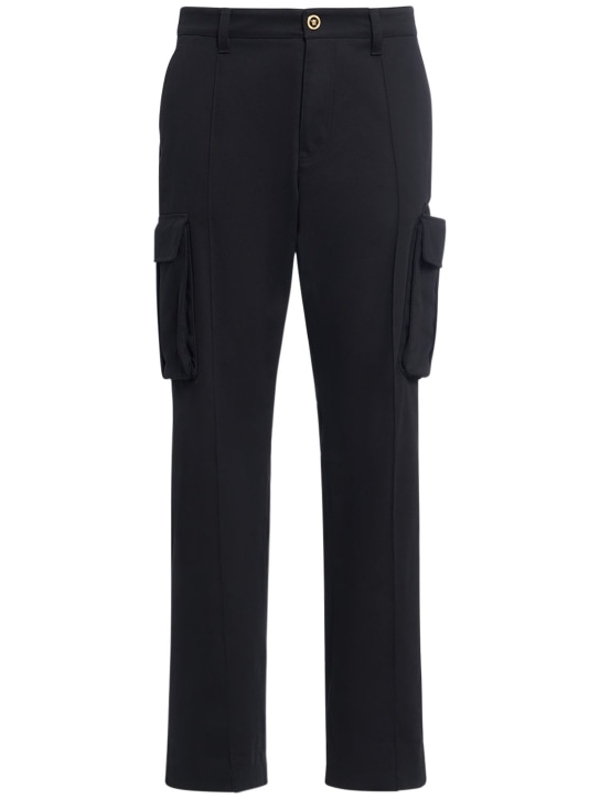 Versace: Cotton drill cargo pants - Black - men_0 | Luisa Via Roma