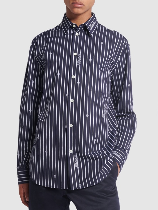 Versace: Striped cotton poplin shirt - Navy - men_1 | Luisa Via Roma
