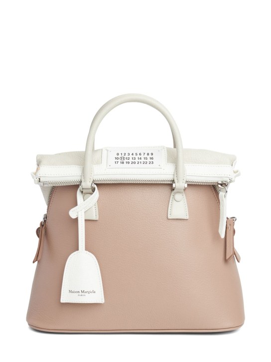 Maison Margiela: Mini 5AC Classique top handle bag - Beige/White - women_0 | Luisa Via Roma