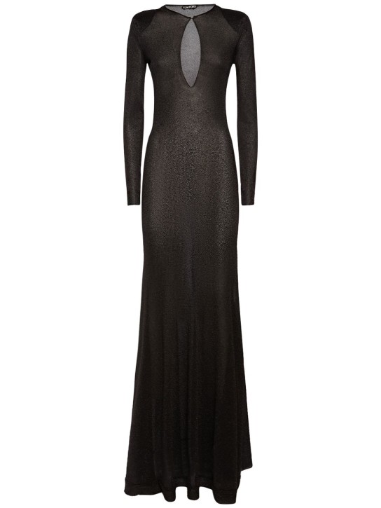 Tom Ford: Lurex viscose jersey long dress w/cutout - Black - women_0 | Luisa Via Roma