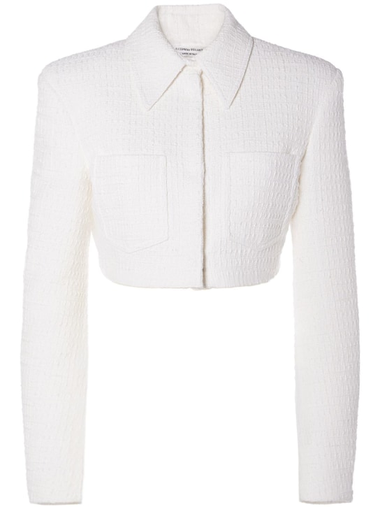 Alessandro Vigilante: Cropped tweed blazer - White - women_0 | Luisa Via Roma