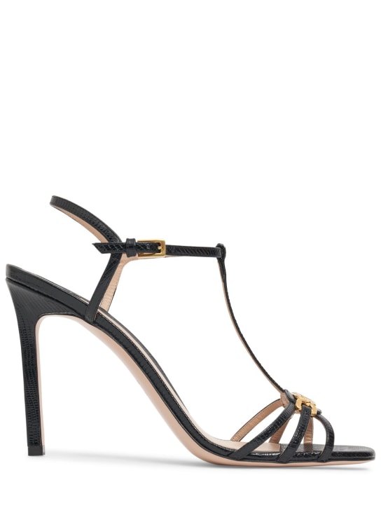 Tom Ford: 105mm Angelina leather sandals - Black - women_0 | Luisa Via Roma