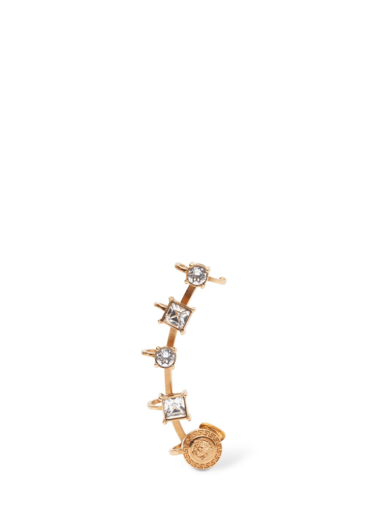 Versace: Mono-Ohrmanschette mit Kristallen - Gold/Kristall - women_0 | Luisa Via Roma