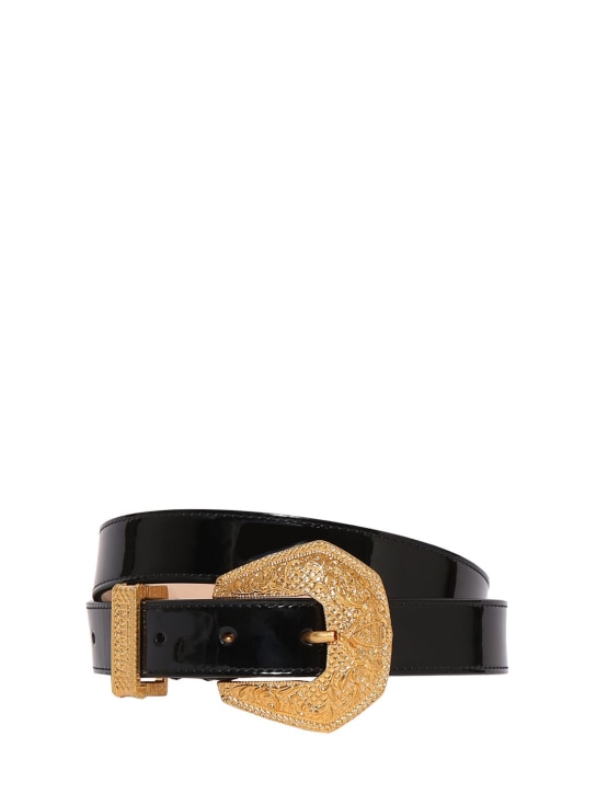 Balmain: 2.5cm Western patent leather belt - Noir - women_0 | Luisa Via Roma