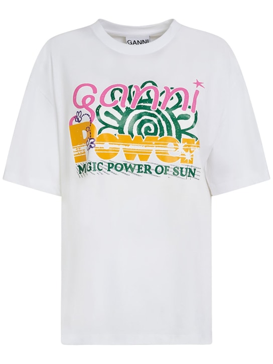 GANNI: Future Heavy Sun print cotton t-shirt - Bright White - women_0 | Luisa Via Roma