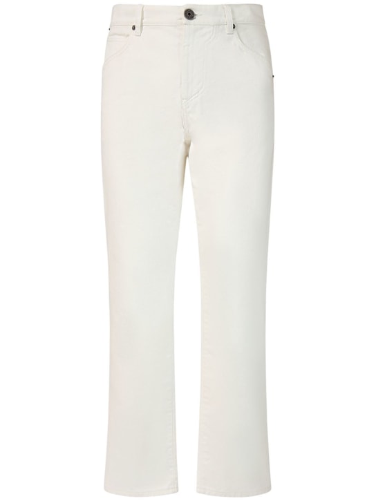 Balmain: Jeans regular fit de denim de algodón - Blanco - men_0 | Luisa Via Roma