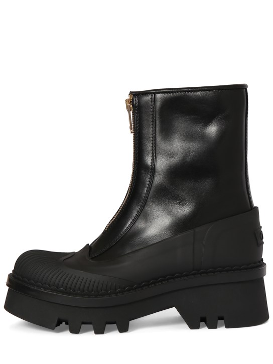 Chloé: 40mm Raina leather zip boots - Black - women_0 | Luisa Via Roma