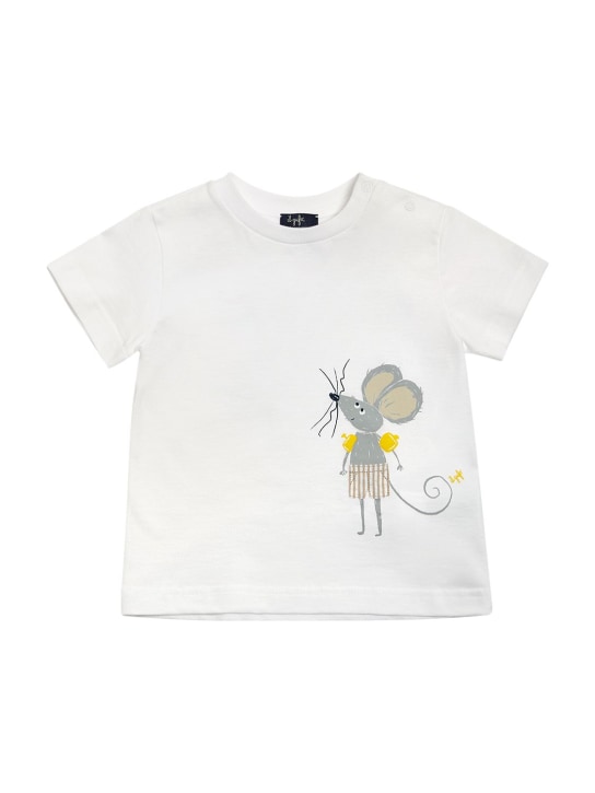 Il Gufo: Cotton jersey t-shirt & seersucker short - White/Beige - kids-boys_1 | Luisa Via Roma