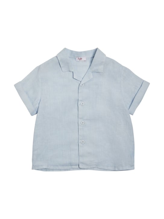 Il Gufo: Linen shirt & shorts - Light Blue - kids-boys_1 | Luisa Via Roma