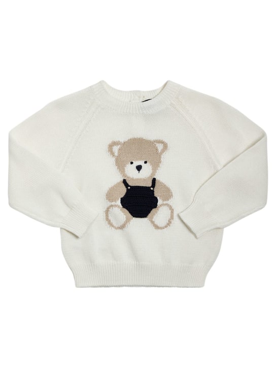 Il Gufo: Cotton tricot knit sweater - Off-White - kids-girls_0 | Luisa Via Roma