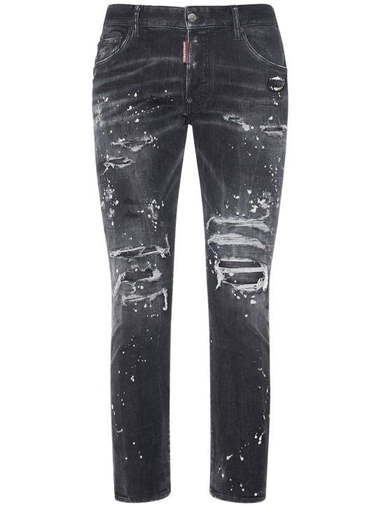 Dsquared2: Jeans Skater in denim dipinto - Nero - men_0 | Luisa Via Roma