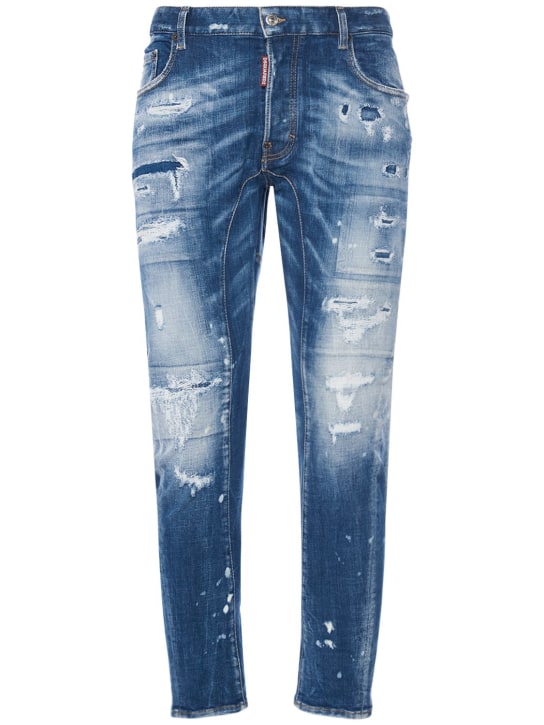 Dsquared2: Tidy Biker stretch cotton denim jeans - Blue - men_0 | Luisa Via Roma