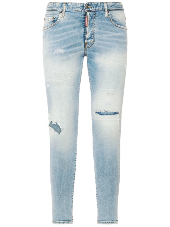 Dsquared2: Super Twinky stretch cotton denim jeans - Blue - men_0 | Luisa Via Roma