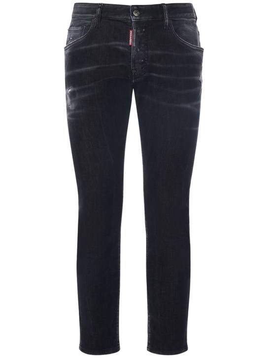 Dsquared2: Skater Stretch cotton denim jeans - Black - men_0 | Luisa Via Roma