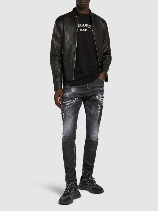 Dsquared2: Jeans Cool Guy in denim di cotone stretch - Nero - men_1 | Luisa Via Roma