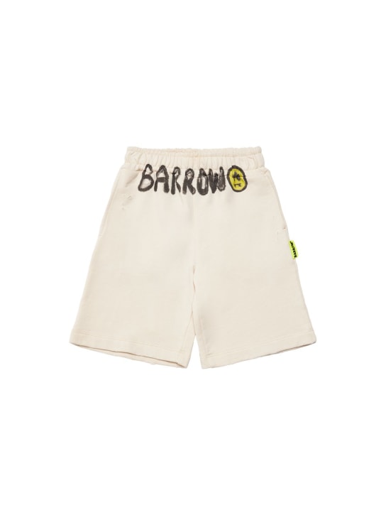 Barrow: Printed cotton sweat shorts - Cream - kids-boys_0 | Luisa Via Roma