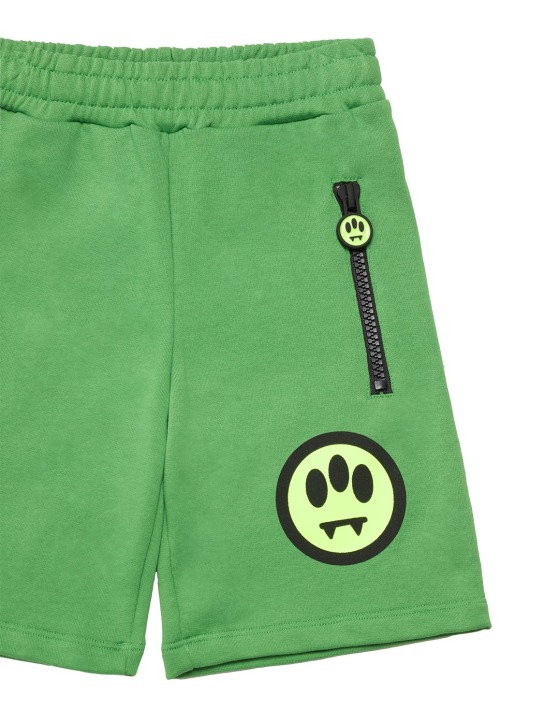 Barrow: Shorts in felpa di cotone con stampa - Verde - kids-girls_1 | Luisa Via Roma