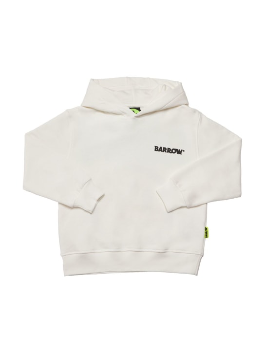 Barrow: Sweat-shirt en coton imprimé à capuche - Off-White - kids-boys_1 | Luisa Via Roma