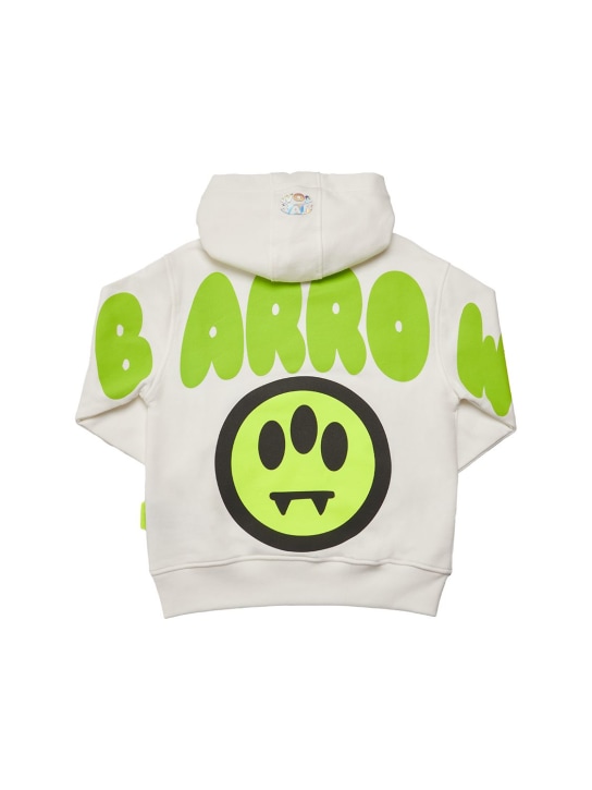 Barrow: Sweat-shirt en coton imprimé à capuche - Off-White - kids-boys_0 | Luisa Via Roma