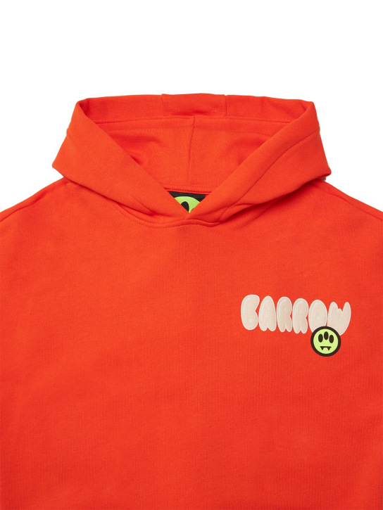 Barrow: Sweat-shirt en coton imprimé à capuche - Orange - kids-boys_1 | Luisa Via Roma