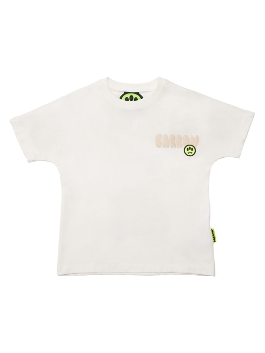 Barrow: T-shirt en jersey de coton imprimé - Off-White - kids-boys_1 | Luisa Via Roma