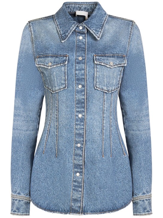 Chloé: Cotton & hemp denim classic shirt - Blue - women_0 | Luisa Via Roma