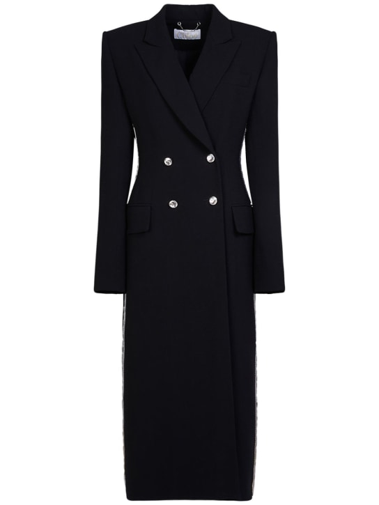 Chloé: Embellished wool crepe long coat - Black - women_0 | Luisa Via Roma