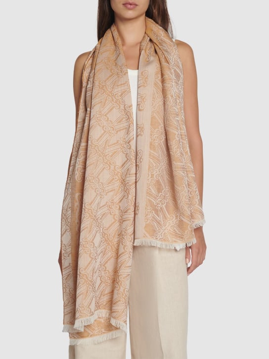 Max Mara: Eleonor wool & silk jacquard scarf - Brown - women_1 | Luisa Via Roma