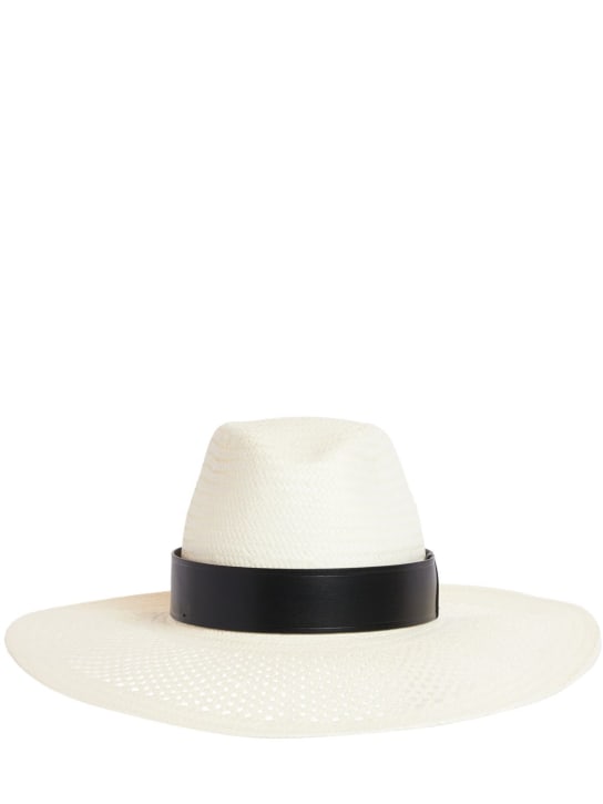 Max Mara: Sidney straw brimmed hat - White - women_0 | Luisa Via Roma