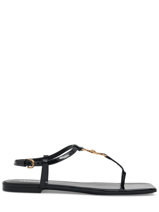 Versace: Patent leather thong sandals - Black - women_0 | Luisa Via Roma